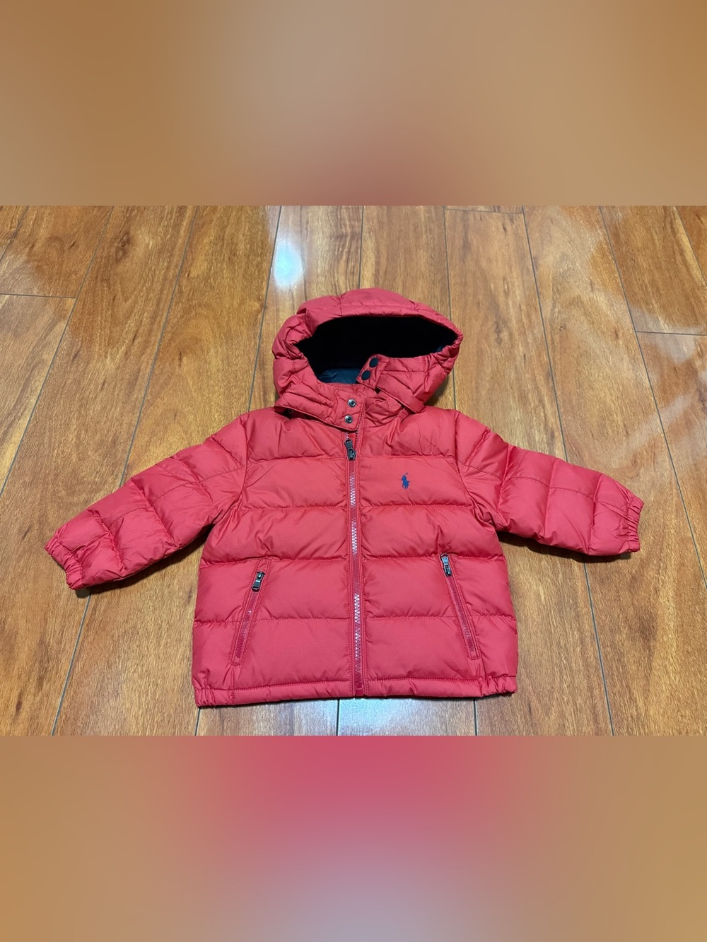 Ralph Lauren Bright Red Hooded Puffer Jacket for Kids